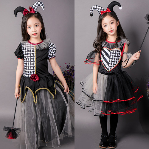 万圣节儿童服装小丑衣服女童化妆舞会cos演出服幼儿园表演服饰裙