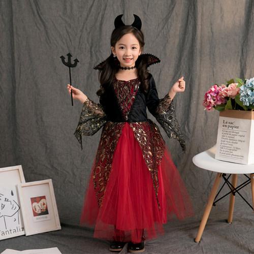 万圣节儿童服装幼儿园女童吸血鬼cos衣服成人角色扮演女巫演出服
