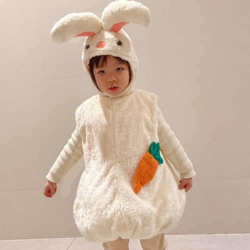 元旦儿童演出服兔子衣服幼儿园女童动物小白兔cos圣诞节表演服装