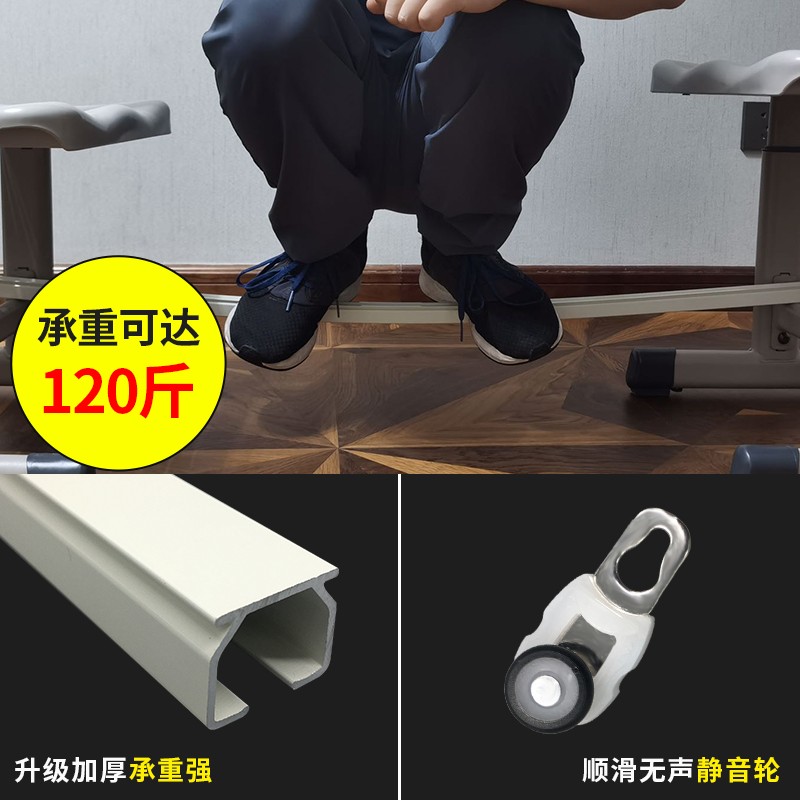 加厚铝合金窗帘轨道双轨顶装滑轨静音窗帘杆滑道侧装导轨单轨滑轮
