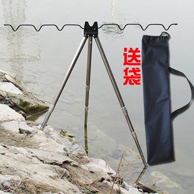 不锈钢三角钓鱼支架多杆竿可伸缩自动调节多功能炮台超硬地插