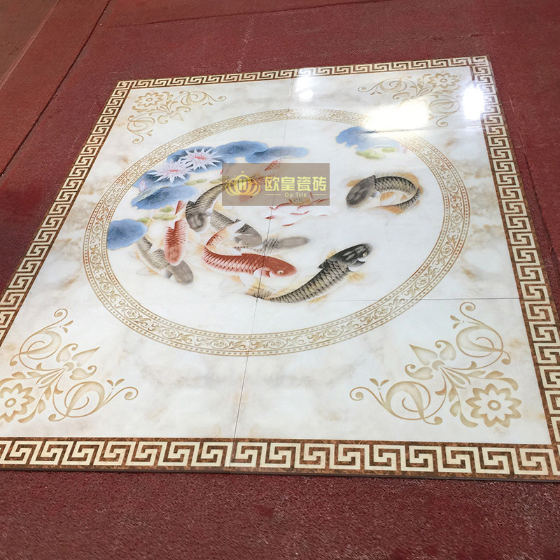 新中式客厅拼花瓷砖800x800大理石地板砖入户玄关图案造型地砖