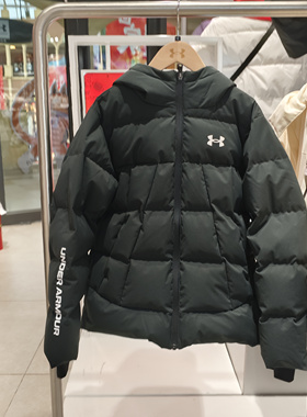 安德玛黑色连帽冬季外套男女通休闲运动羽绒服254106110