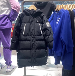 安德玛儿童冬季羽绒服马甲长款短款男童女童连帽外套反季清仓