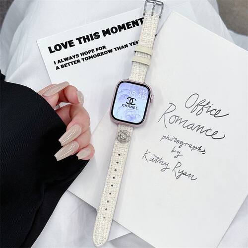 小山茶花小香风苹果款表带于适用ApplewatchS11S10S9S8SES76S5女