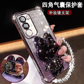 适用vivoy50 5G新款 手机壳y50M镜头全包V2443A闪粉硅胶曲屏viv0丫50m四角防摔气囊y50网红可爱镜子支架保护套