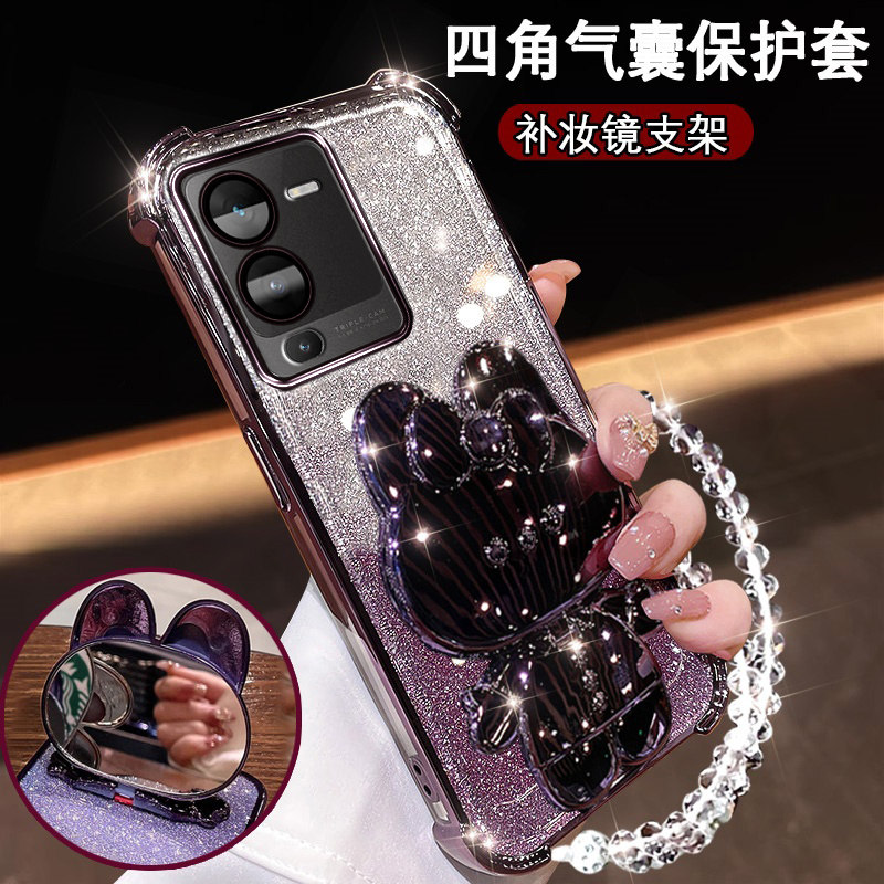 VivoS15新款手机壳S15pro镜头膜全包V2203A网红闪粉vivos12pro可爱兔支架镜子V2207A防摔软硅胶viv0s15保护套,3C数码配件,手机保护套/壳,淘宝优惠券,粉丝福利购,淘宝优惠卷