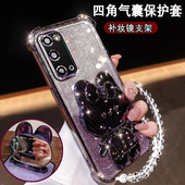 适用三星S20新款 手机壳镜头全包samsungS20网红可爱兔支架镜子Galaxys20硅胶保护套s20超薄防摔s20高级感软壳