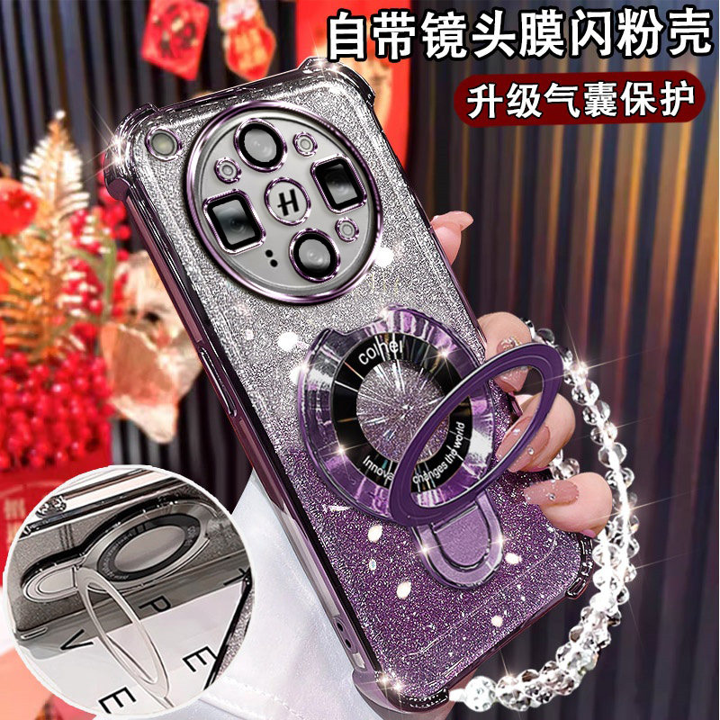 适用OPPOfindx9Ultra新款手机壳finX9至尊版磁吸支架PMA110镜头全包FINDX9 ultra闪粉软壳气囊硅胶防摔保护套