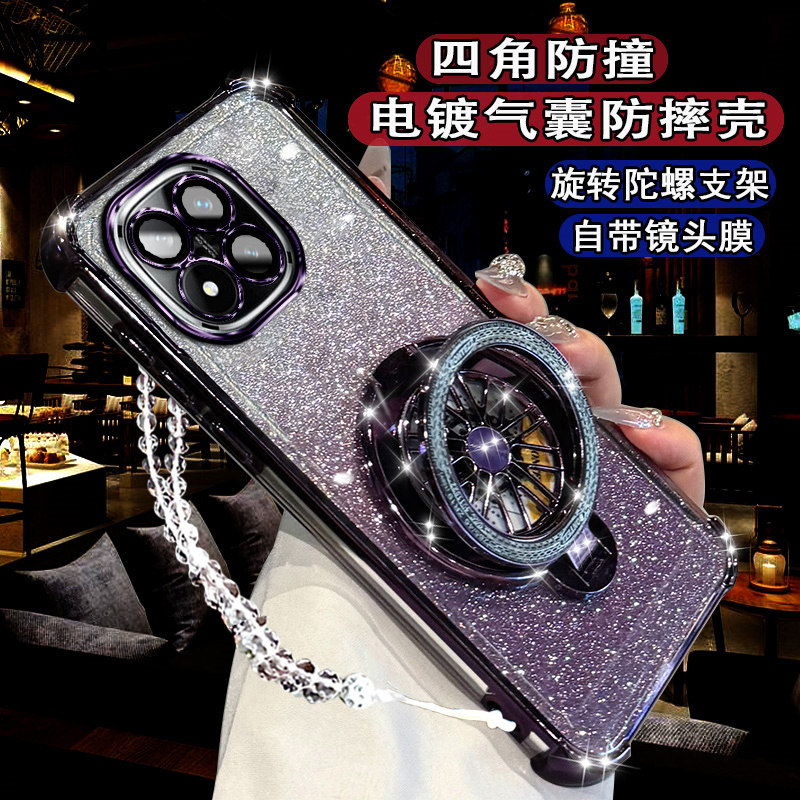 适用小米红米Note14pro手机壳磁吸note14闪粉陀螺支架RedmiNote14pro+气囊硅胶软壳Note14镜头全包保护套防摔
