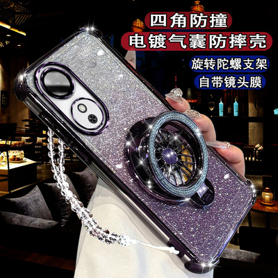 适用华为荣耀畅玩60新款手机壳畅玩60旋转陀螺支架NIC-AN00创意磁吸Honor畅玩60m全包镜头膜防摔畅玩60软壳女