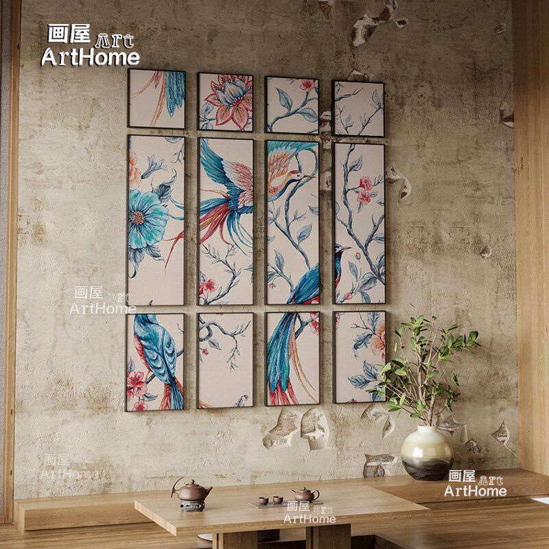 法式中古复古花鸟客厅玄关装饰画多幅大气艺术壁画沙发背景墙挂画