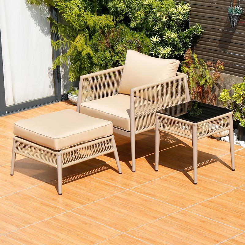 户外沙发组合庭院花园阳台藤桌椅露台防水防晒室外露天藤编铝合金