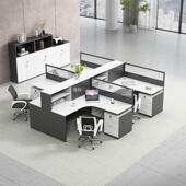 办公桌椅组合2 6人位简约现代办公室桌子员工位屏风隔断职员桌