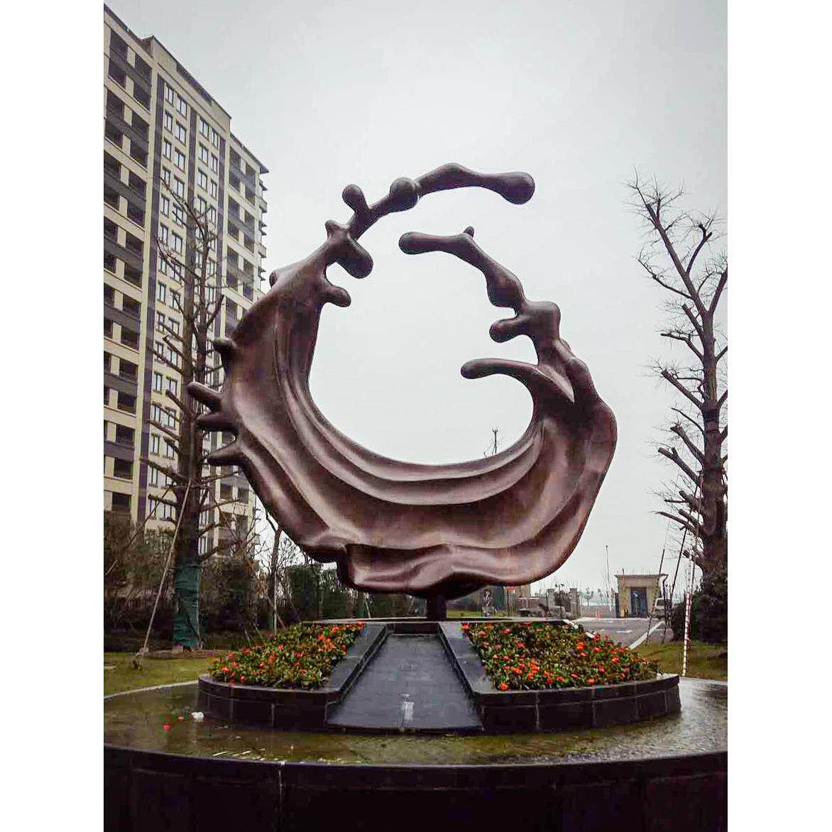 紫铜景观雕塑厂家浪花造型手工锻造园林主景观设计施工一体