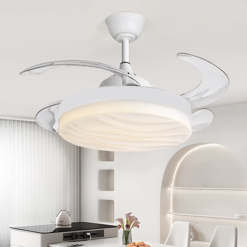 隐形风扇灯奶油风餐厅吊灯一体电扇客厅卧室家用餐桌饭厅吊扇灯具