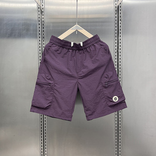 工装 潮牌宽松直筒沙滩裤 大口袋短裤 夏季 松紧腰抽绳休闲五分裤 男士