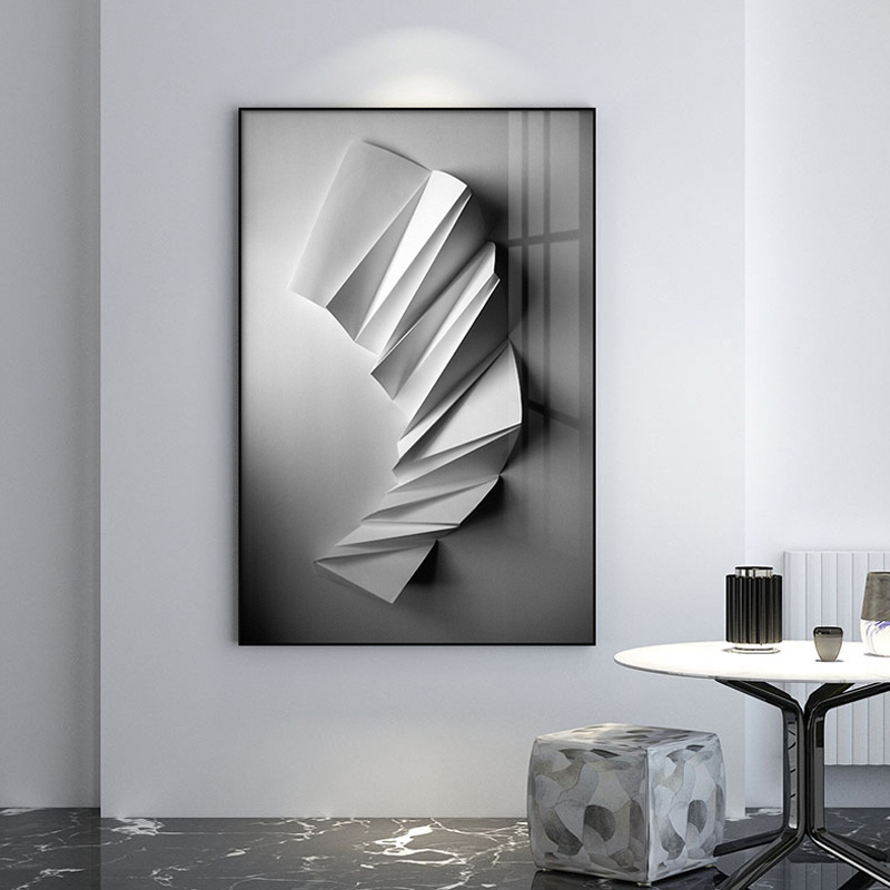 现代简约黑白装饰画抽q象几何客厅高级感挂画轻奢卧室极简玄关壁图片