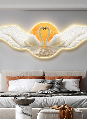 主卧室床头挂画ledp氛围灯发光画羽毛现代餐客厅沙发背景墙装饰画