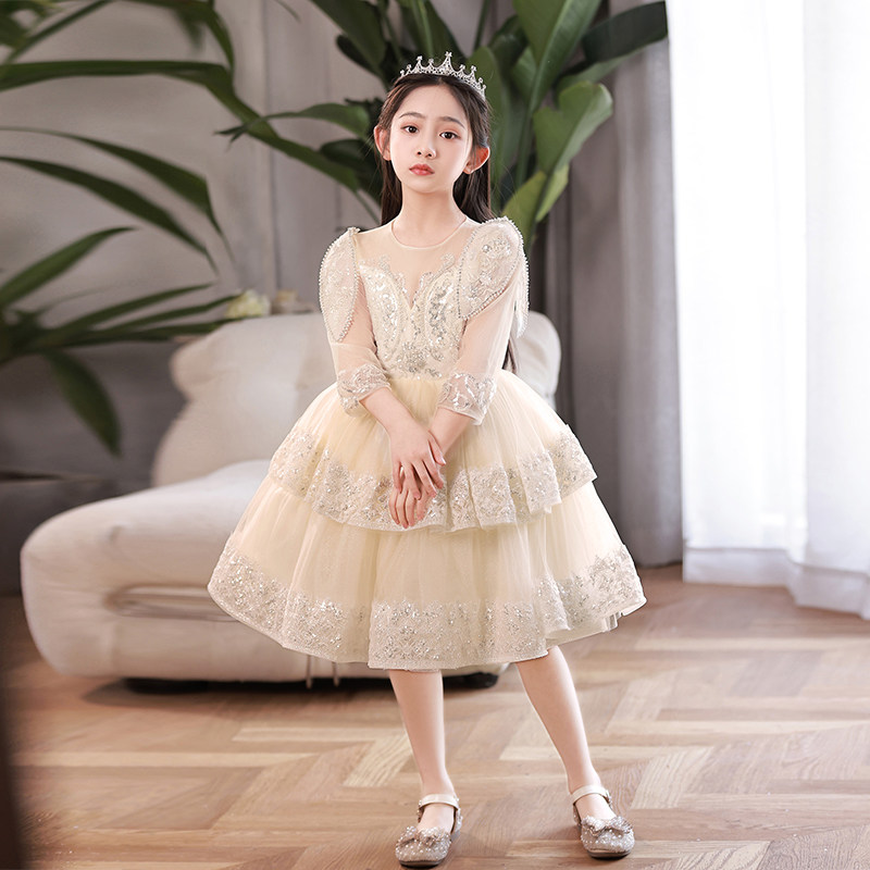 女童生日礼服公主裙蓬蓬纱长袖花童E婚纱主持人儿童钢琴演出服夏,童装/婴儿装/亲子装,儿童礼服,淘宝优惠券,粉丝福利购,淘宝优惠卷