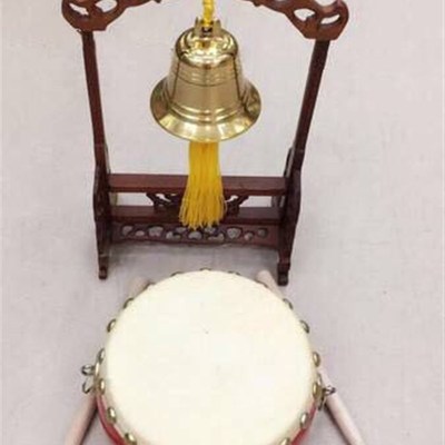 钟鼓齐鸣摆件锣鼓中国鼓堂鼓铜铃铛铜钟客厅办公室酒店摆设工艺品
