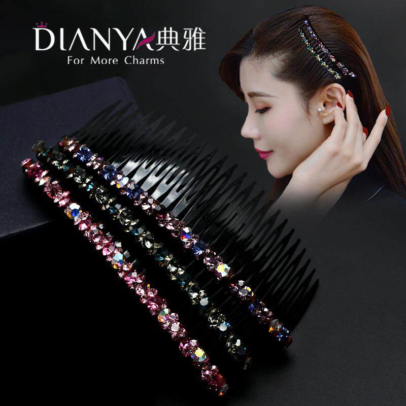 发梳插梳b刘海梳韩国大号水钻简约盘头发卡成人碎发小号发夹头饰