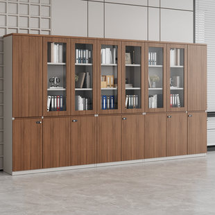 办公室木质文件柜带锁资料档案柜储物柜落地柜子玻璃门书柜资料柜