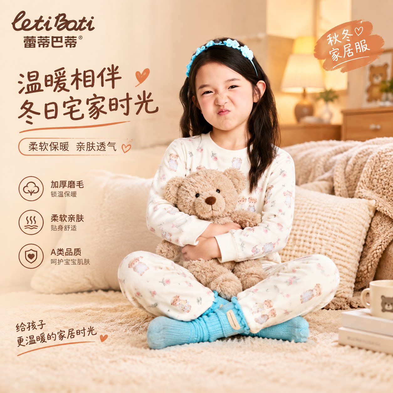 蕾蒂巴蒂儿童春秋冬款家居服套装