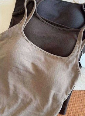 62650秋冬珍珠蛋白一体打底吊带女磨毛背心舒适修身显瘦内搭上衣