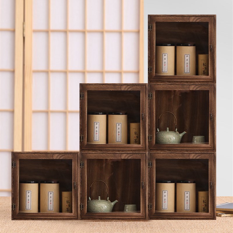 实木自由组合防尘格子柜阶梯书柜架儿童储物柜子小书架带门置物柜