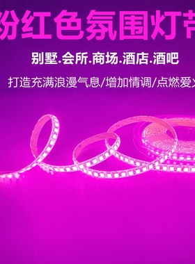 12伏粉色led灯带24v紫色氛围软灯条裸版贴片户外防S水2835高亮低