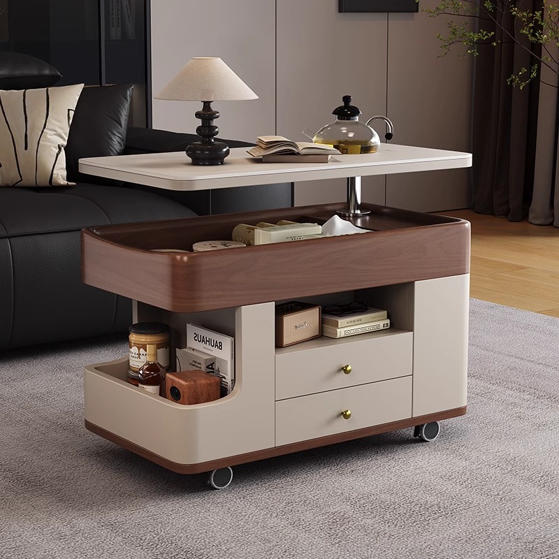 2024新款可移动茶几简约小户型现代折叠客厅沙发升降家用推车边几