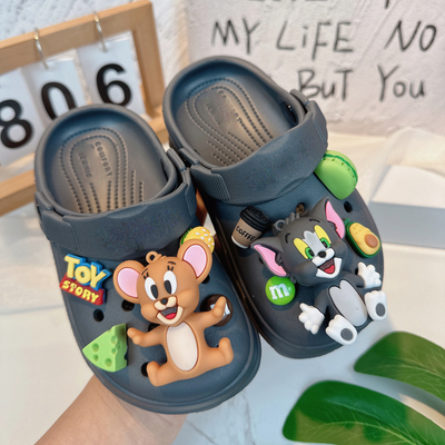 男童帅气拖鞋2023新款防滑外穿夏季儿童户外黑色洞洞鞋泳池游泳潮
