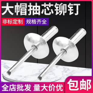 大帽铝制抽芯铆钉大帽叶大帽沿 汽车铆钉 M3.2M4M5大头拉铆钉