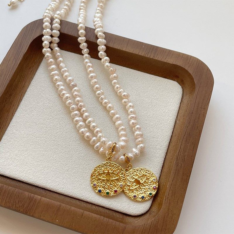 法式复古天然优雅淡水珍珠不规则可拆卸圆牌项链小众颈链毛衣链女,饰品/流行首饰/时尚饰品新,项链,淘宝优惠券,粉丝福利购,淘宝优惠卷