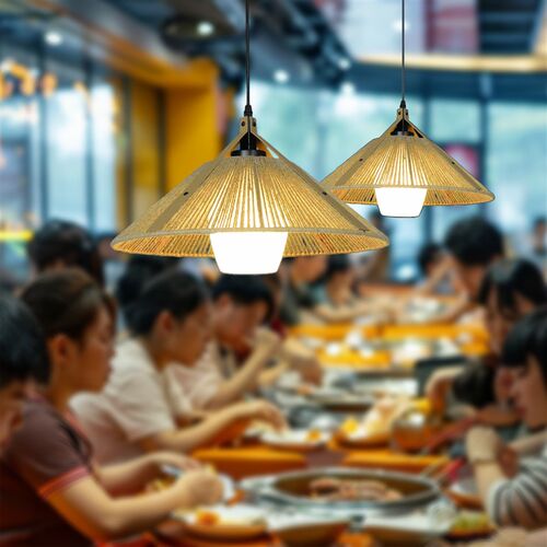 侘寂风麻绳吊灯法式复古饭餐厅茶楼卡座民宿卧室书房火锅店工程灯