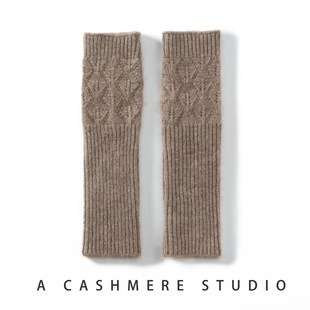 100a纯羊绒半指手套女冬季新款防寒手袖纯色百搭保暖针织手套长