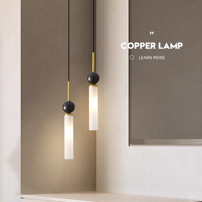 全铜大理石卧室床头小吊灯极简现代简约意式餐厅吧台设计款长线灯