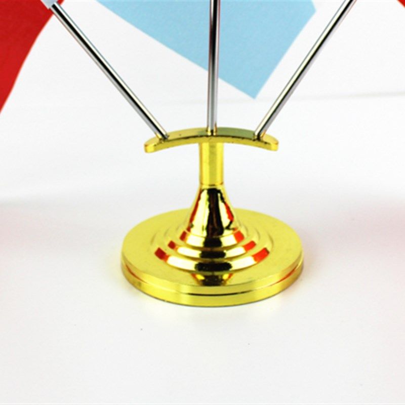 办公室装饰三杆金色桌旗座签约旗会议旗座谈判旗座金属底座LOGO旗