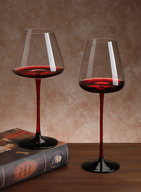 高档黑领结红酒杯高档创意勃艮第大肚水晶葡萄酒红杆高脚杯子套装