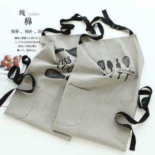 8310北欧纯棉烘培蛋糕面包房工作服围腰日式厨房做饭围裙罩衣男女