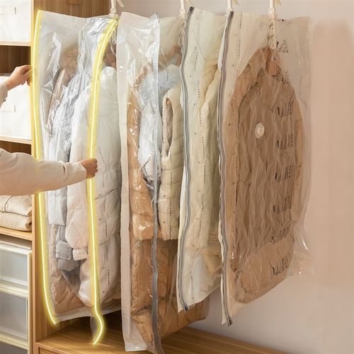 羽绒服收纳袋免抽气真空压缩袋衣柜衣服大衣专用挂式整理收纳神器