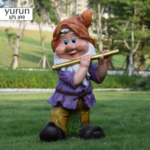 户外花园卡通白雪公主和七个小矮人玻璃钢雕塑幼儿园人物装饰摆件