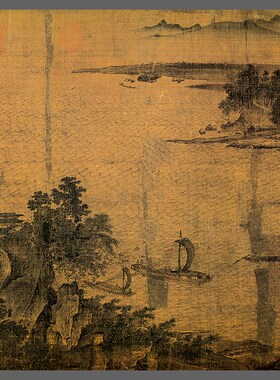 宋 李唐 江山小景图 宋元山水画 高清微喷复刻 临摹居家客厅挂画