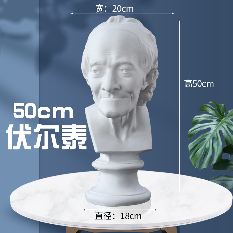 伏尔泰石膏像头像美术素描教具人像胸像雕塑摆件模型雕像破损补发