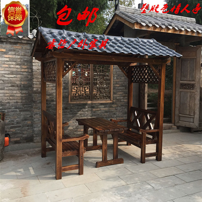 休闲亭庭院防腐木实木户外露天农家乐凉亭别墅花园休闲四角凉亭子