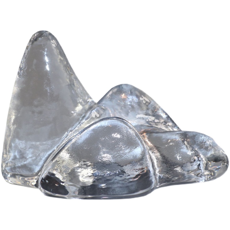 创意琉璃笔架山玻璃笔搁水晶镇尺文房四宝小摆件手工毛笔架子镇纸