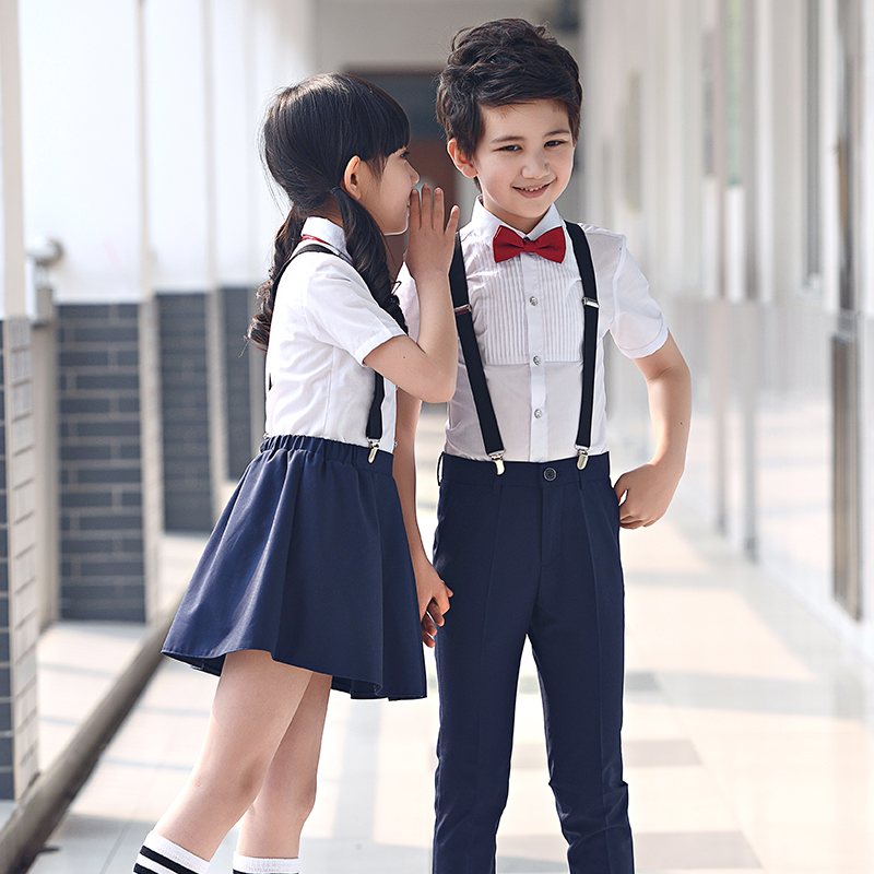 儿童礼服演出服装小学生校服大合唱表演套装幼儿园男童女童背带裤