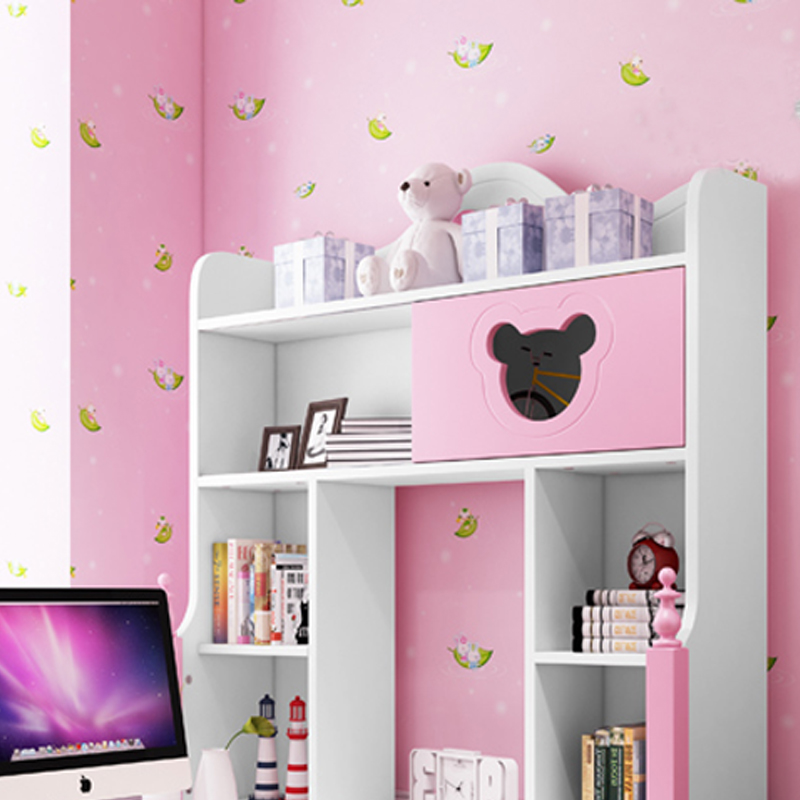 儿童书桌书柜组合女孩粉色公主多功能写字学习桌实木转角电脑桌