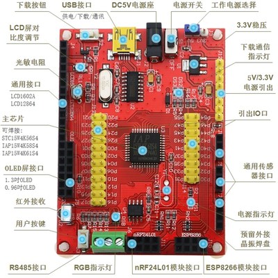 STC15W4K56S4  IAP15W4K58S4 IAP15W4K61S4开发板 51单片机开发板